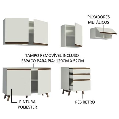 Cozinha Completa Reims com Armário e Balcão Branco Madesa