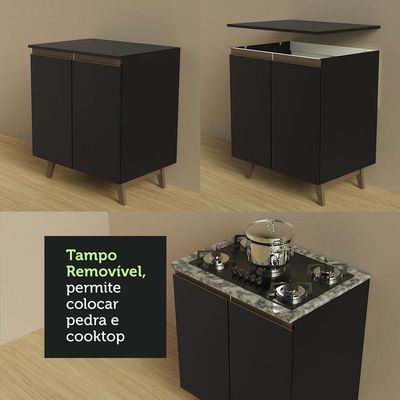 Cozinha Completa Madesa Reims Armário E Balcão Preto/rustic