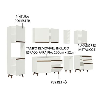 Cozinha Completa Madesa Reims Com Armário E Balcão Branco