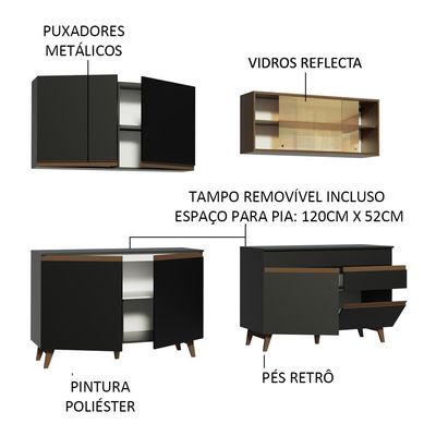 Cozinha Completa 240001 Com Armário E Balcão Preto/rustic