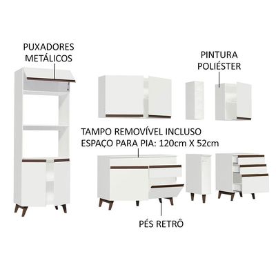 Cozinha Completa Reims com Armário e Balcão Branco