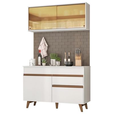 Cozinha Compacta Reims com Armário e Balcão Branco Madesa