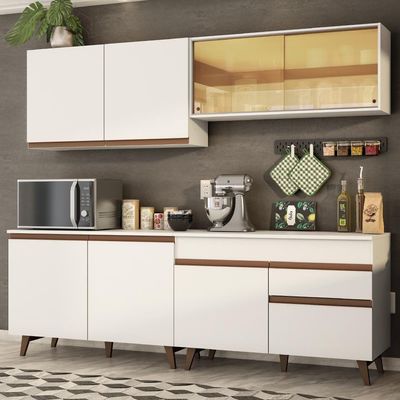 Cozinha Completa Reims com Armário e Balcão Branco Madesa