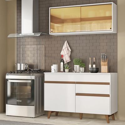 Cozinha Compacta Reims com Armário e Balcão Branco Madesa