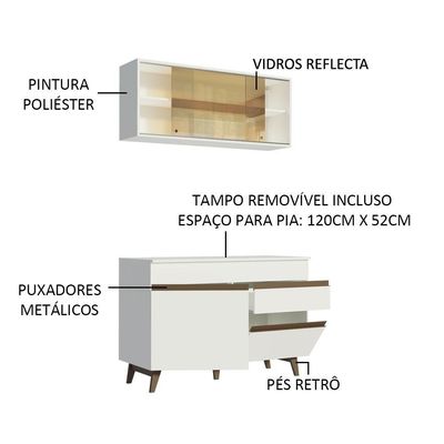 Cozinha Compacta Reims com Armário e Balcão Branco Madesa