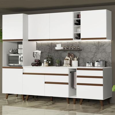 Cozinha Completa Madesa Reims Com Armário E Balcão Branco