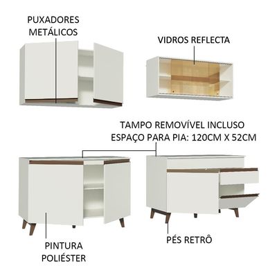 Cozinha Completa Reims com Armário e Balcão Branco Madesa