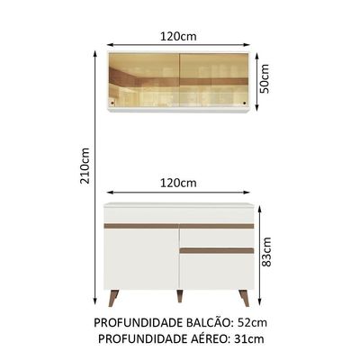 Cozinha Compacta Reims com Armário e Balcão Branco Madesa