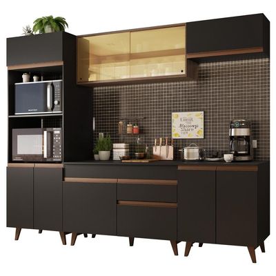 Cozinha Completa Reims 260002 Armário E Balcão Preto/rustic