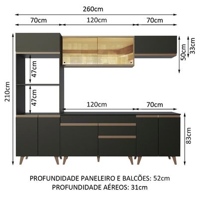 Cozinha Completa Reims 260002 Armário E Balcão Preto/rustic