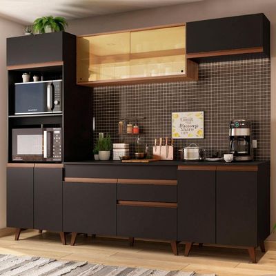 Cozinha Completa Reims 260002 Armário E Balcão Preto/rustic