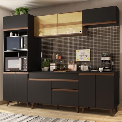 Cozinha Completa Reims 260002 Armário E Balcão Preto/rustic