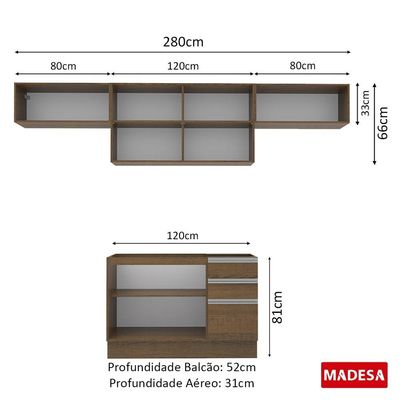 Cozinha Marina Rustic com Armário e Balcão Madesa