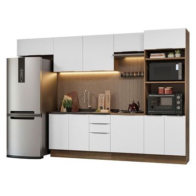 Armário De Cozinha Completa 330cm Rustic/branco Stella Madesa 05 Rustic/branco