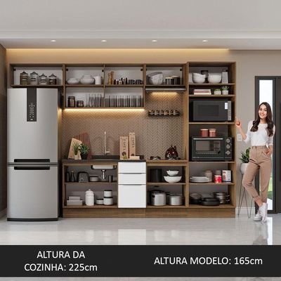 Armário De Cozinha Completa 330cm Rustic/branco Stella Madesa 05 Rustic/branco