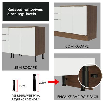 Armário De Cozinha Completa 330cm Rustic/branco Stella Madesa 05 Rustic/branco
