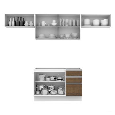 Cozinha Marina Rustic Branco com Armário e Balcão Madesa