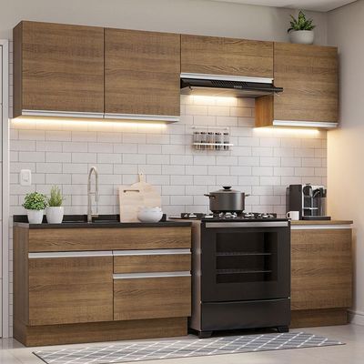 Armário De Cozinha 260Cm Rustic Glamy 04 Rustic