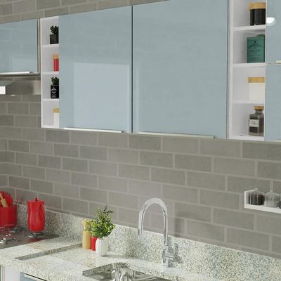 Armário De Cozinha Completa 300Cm Branco Madesa/Cinza