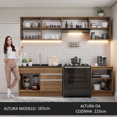 Armário De Cozinha 260Cm Rustic Glamy 04 Rustic