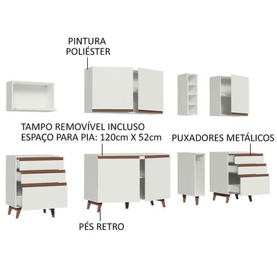Cozinha Reims 260006 com Armário e Balcão Branco