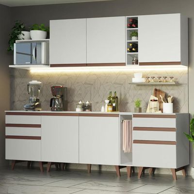 Cozinha Reims 260006 com Armário e Balcão Branco