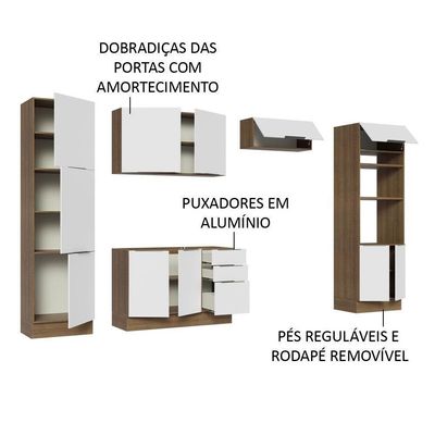 Armário De Cozinha Completa 330cm Rustic/branco Stella Madesa 02 Rustic/branco