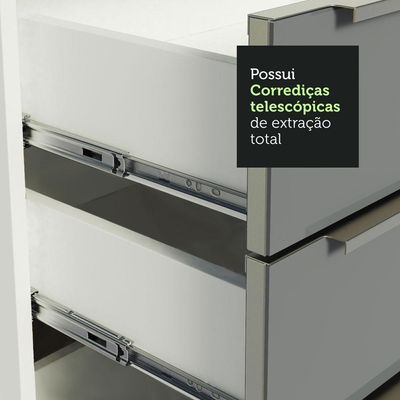Cozinha Completa com Armário 5 Portas 2 Gavetas Branco Cinza