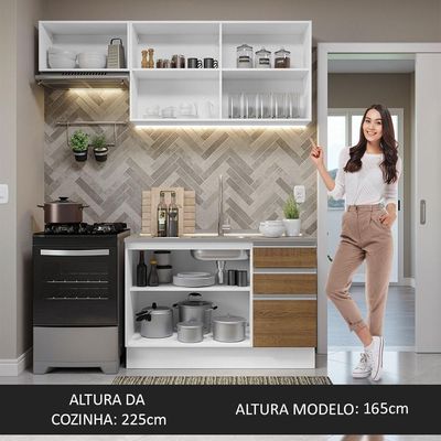 Armário De Cozinha 180Cm Glamy 09 Branco/Rustic