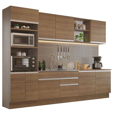 Armário De Cozinha Completa 310cm Rustic Glamy 02 Rustic