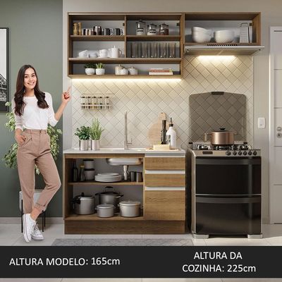 Armário De Cozinha 200Cm Rustic Glamy 08 Rustic