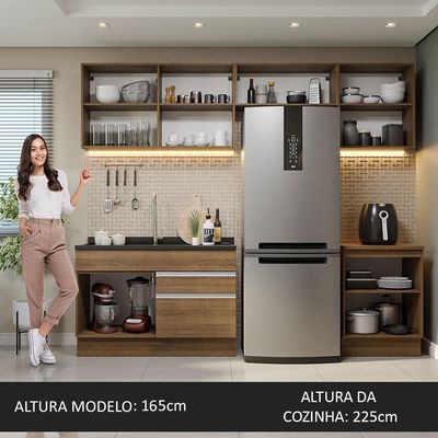 Armário De Cozinha 260Cm Rustic Glamy 05 Rustic