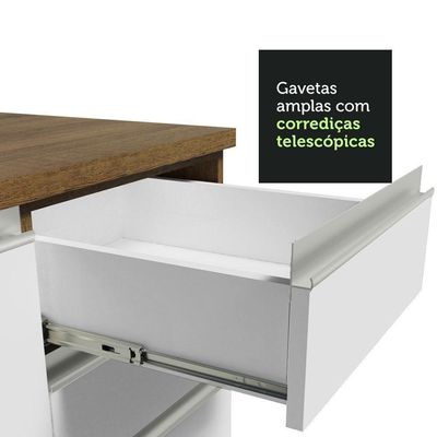 Armário De Cozinha 180Cm Glamy 09 Rustic/Branco