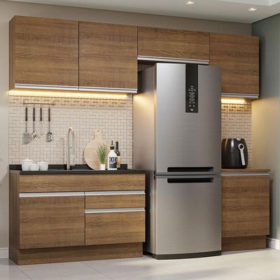 Armário De Cozinha 260Cm Rustic Glamy 05 Rustic