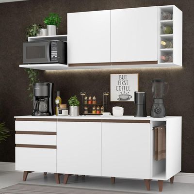 Cozinha Completa Madesa Reims com Armário e Balcão - Branco