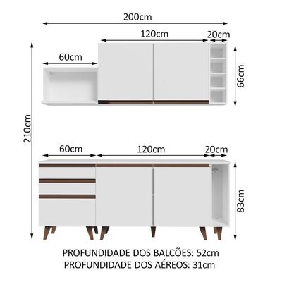 Cozinha Completa Madesa Reims com Armário e Balcão - Branco