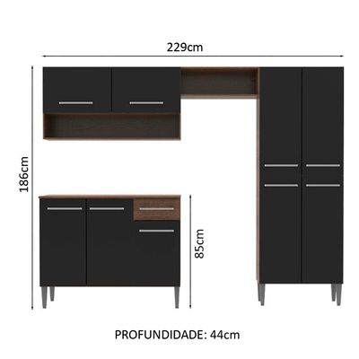Cozinha Compacta Emilly com Armário e Balcão Preto Madesa