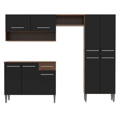 Cozinha Compacta Emilly com Armário e Balcão Preto Madesa