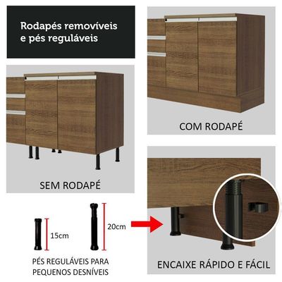 Armário De Cozinha 160Cm Rustic Glamy 07 Rustic