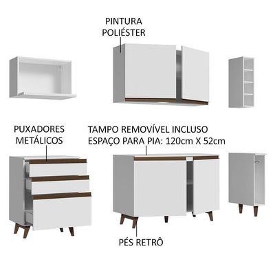 Cozinha Completa Madesa Reims com Armário e Balcão - Branco