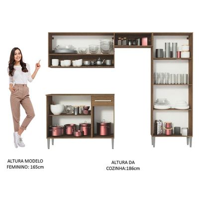 Cozinha Compacta Emilly com Armário e Balcão Preto Madesa