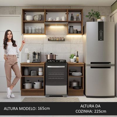 Armário De Cozinha 160Cm Rustic Glamy 07 Rustic