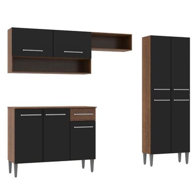 Cozinha Compacta Emilly com Armário e Balcão Preto Madesa