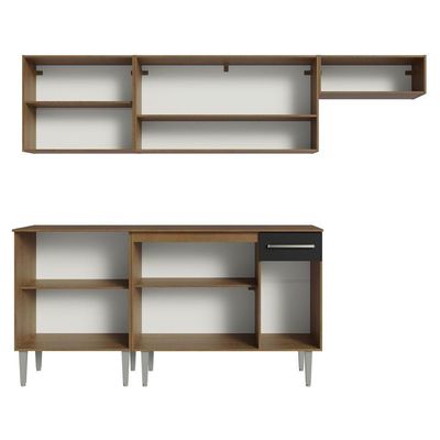 Armário De Cozinha Compacta 229cm Rustic/preto Emilly Madesa 13 Rustic/preto