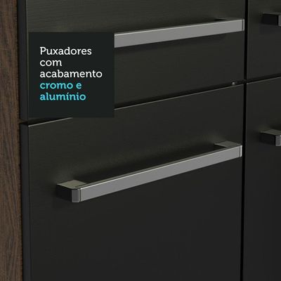 Armário De Cozinha Compacta 229cm Rustic/preto Emilly Madesa 13 Rustic/preto