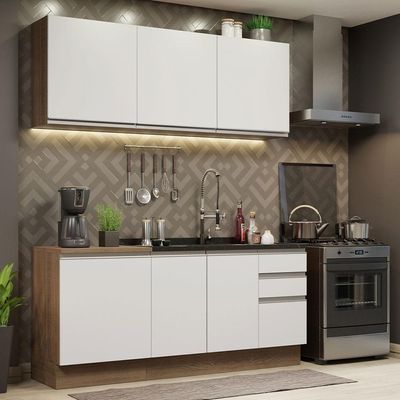 Cozinha Completa 180005 Com Armário E Balcão Rustic/branco