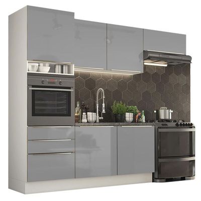 Cozinha Lux com Armário e Balcão 6 Portas 3 Gavetas Branco