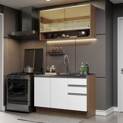 Cozinha Compacta 120002 Com Armário E Balcão Rustic/branco