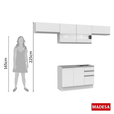 Cozinha Marina Branco com Rustic com Armário e Balcão Madesa