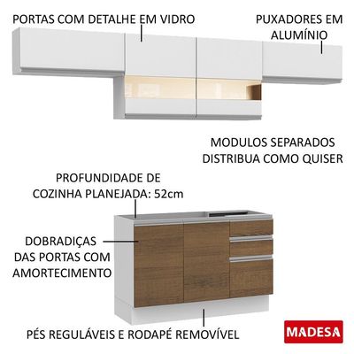 Cozinha Marina Branco com Rustic com Armário e Balcão Madesa